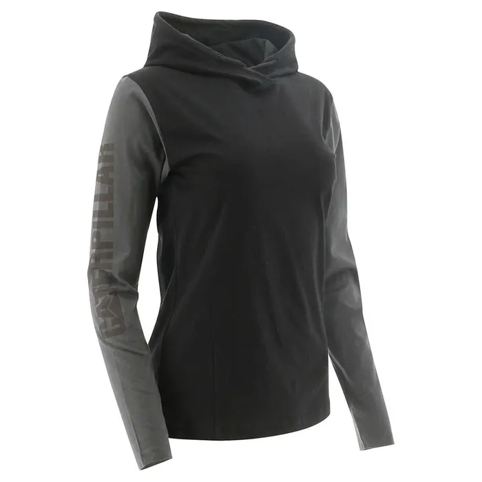 Cat Footwear Tops and Outerwear Women039s UPF Hooded Banner Long Sleeve Tee Black 8211 Women