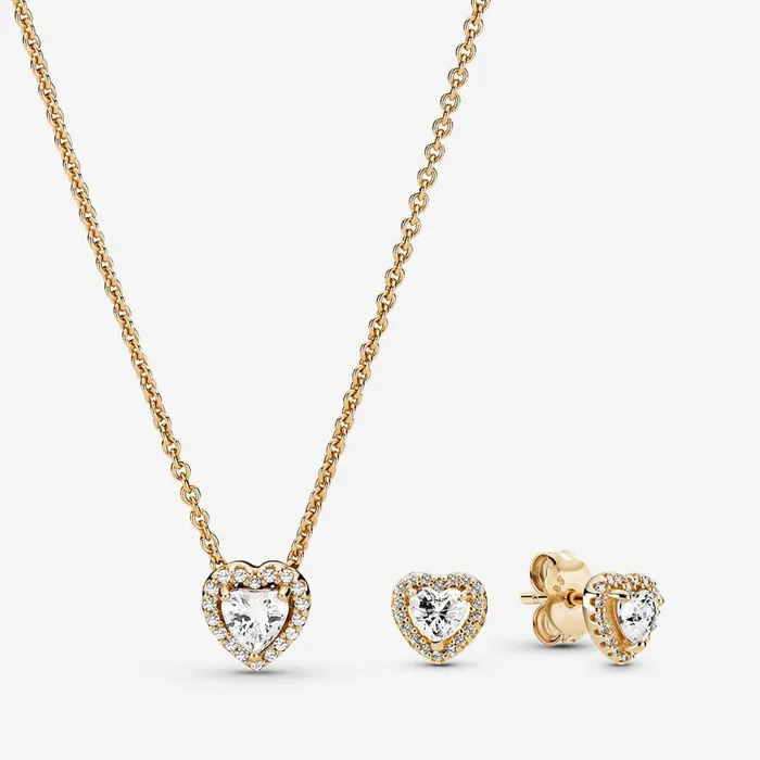 Chain Necklaces Women Pandora 14K Gold Elevated Heart Gift Set
