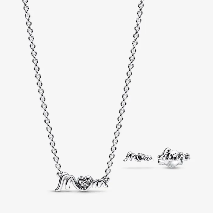 Chain Necklaces Women Pandora Love Mum Earrings and Necklace Set