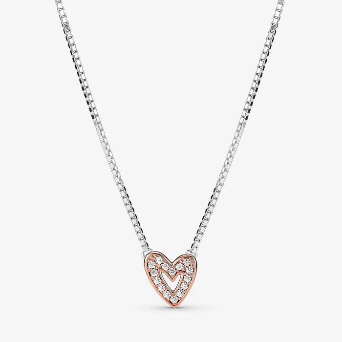 Chain Necklaces Women Pandora Sparkling Freehand Heart Necklace