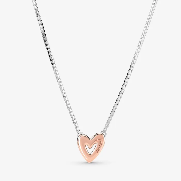 Chain Necklaces Women Pandora Sparkling Freehand Heart Necklace