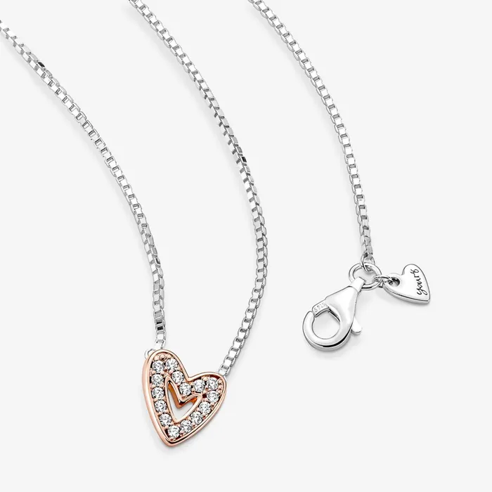 Chain Necklaces Women Pandora Sparkling Freehand Heart Necklace