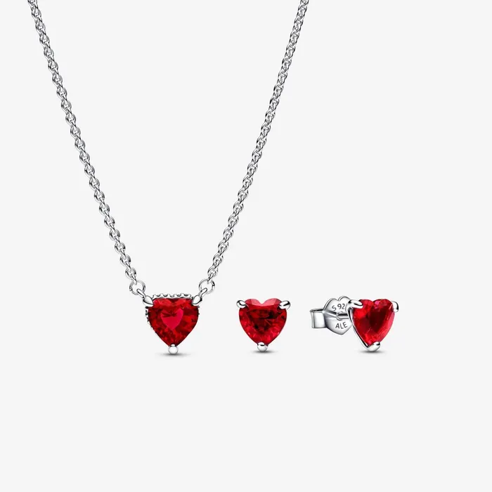 Chain Necklaces Women Pandora Sparkling Heart Halo Gift Set