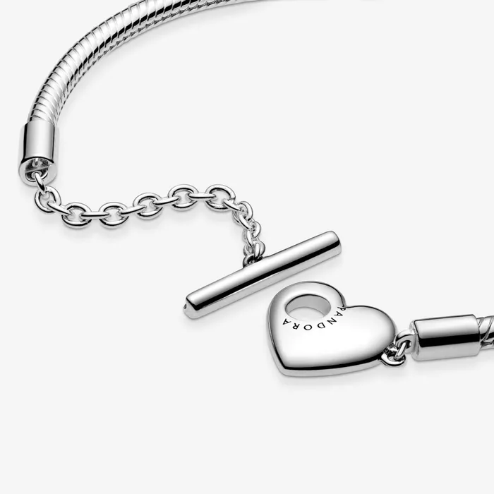 Chains Women Pandora Online Moments Heart TBar Snake Chain Bracelet Sterling Silver