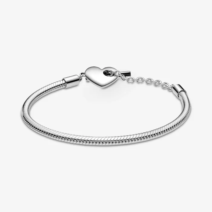 Chains Women Pandora Online Moments Heart TBar Snake Chain Bracelet Sterling Silver