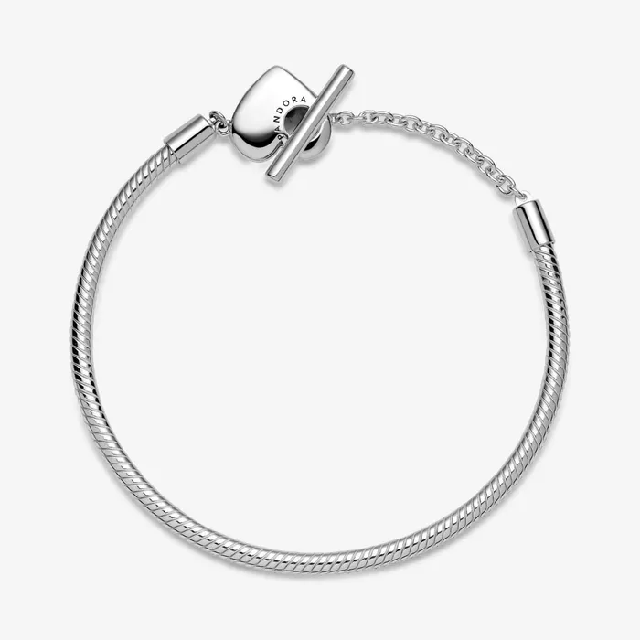 Chains Women Pandora Online Moments Heart TBar Snake Chain Bracelet Sterling Silver