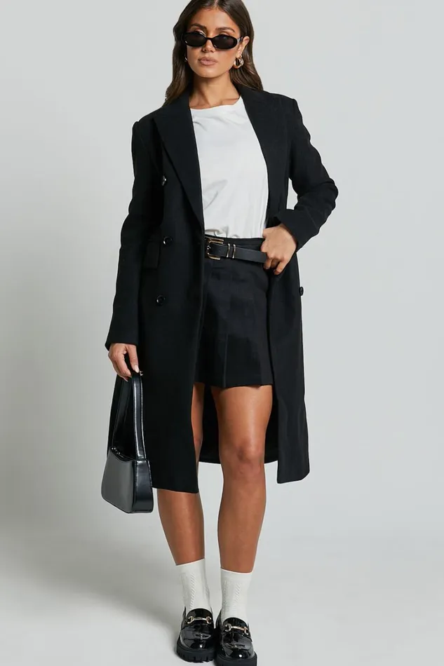 Charlotte Coat 8211 Double Breasted Long Line Coat In Black Women Showpo Jackets and Coats Charlotte Coat 8211 Double Breasted Long Line Coat In Black Women Showpo Jackets and Coats