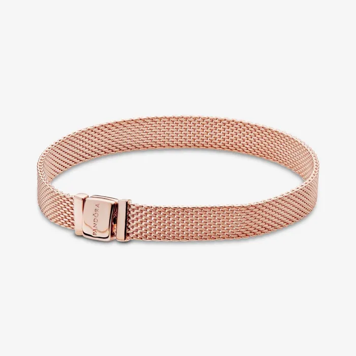 Charm Bracelets Women Pandora Online Reflexions Mesh Bracelet Rose Gold Plated