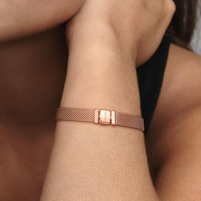 Charm Bracelets Women Pandora Online Reflexions Mesh Bracelet Rose Gold Plated