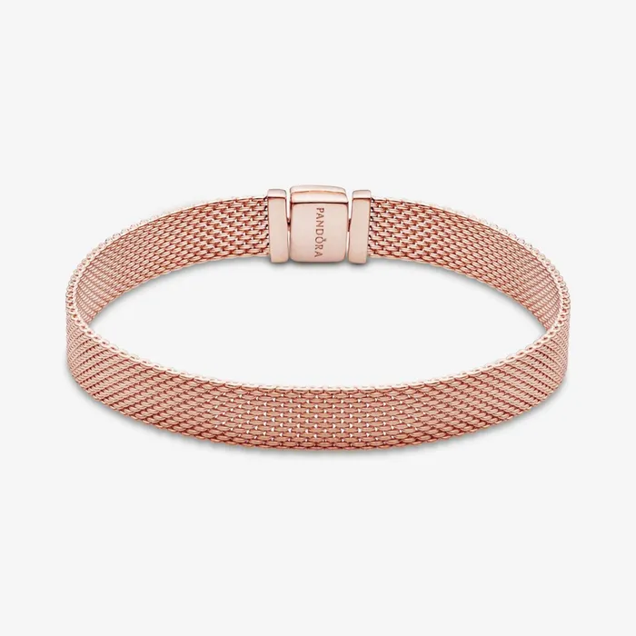 Charm Bracelets Women Pandora Online Reflexions Mesh Bracelet Rose Gold Plated