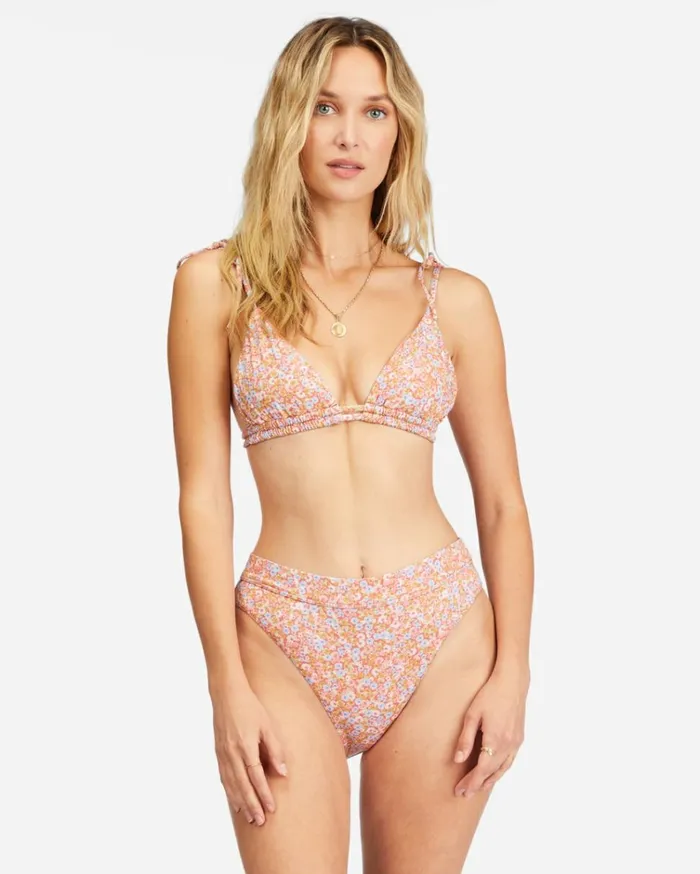 Chase The Sun Double Ruched Triangle Bikini Top Multi Women Billabong Bikini Tops