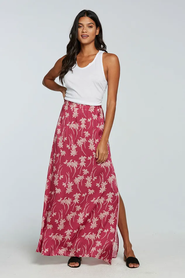 Chaser Brand Bottoms Womens Stretch Silky Basics Side Slit Maxi Skirt