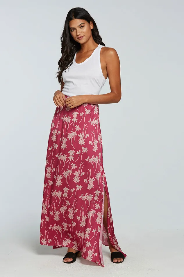 Chaser Brand Bottoms Womens Stretch Silky Basics Side Slit Maxi Skirt