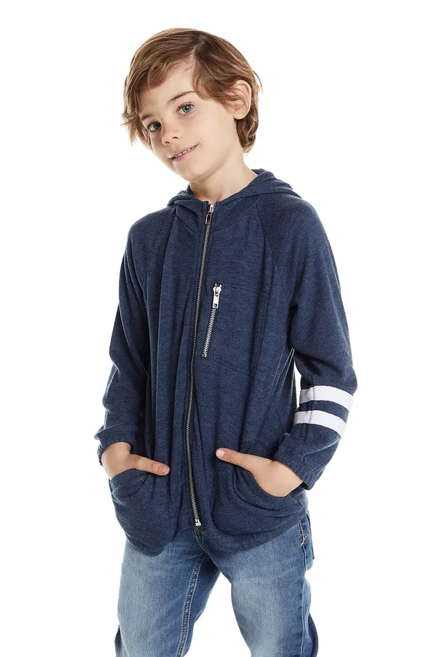 Chaser Brand Dresses and Skirts Boys Love Knit Long Sleeve Zip Up Hoodie with Strappings