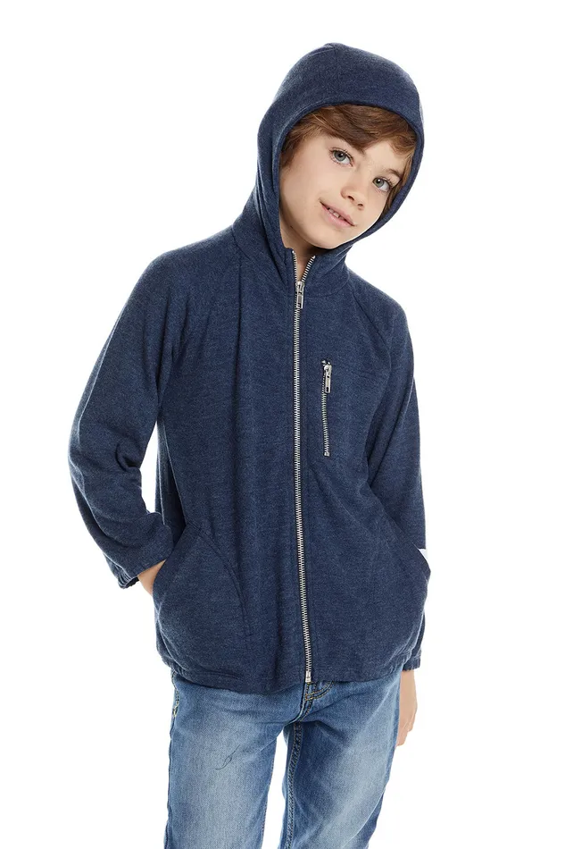 Chaser Brand Dresses and Skirts Boys Love Knit Long Sleeve Zip Up Hoodie with Strappings
