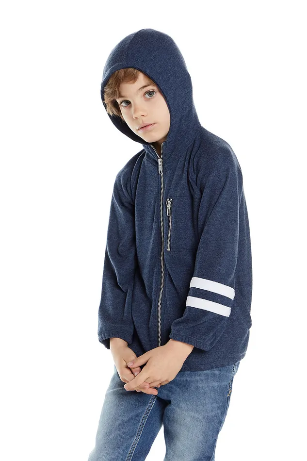 Chaser Brand Dresses and Skirts Boys Love Knit Long Sleeve Zip Up Hoodie with Strappings