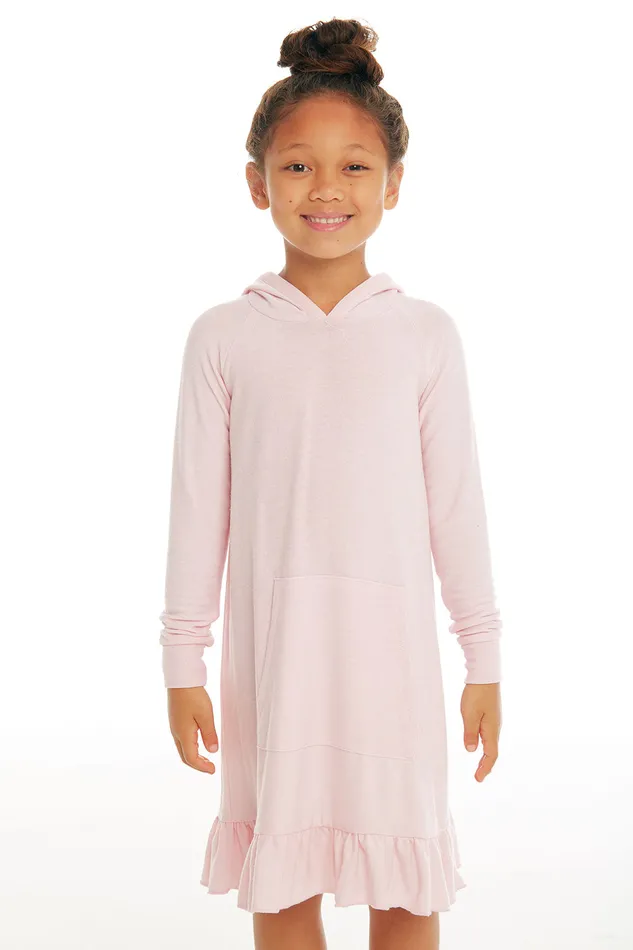 Chaser Brand Dresses and Skirts Girls Cozy Knit Long Sleeve Hooded Ruffle Hem Dress