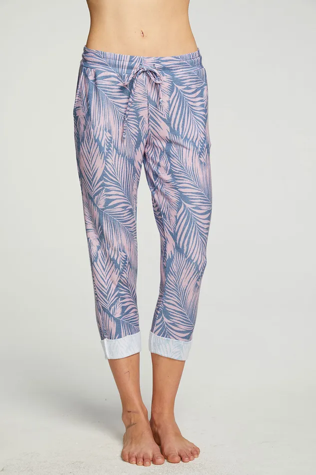 Chaser Brand Loungewear Womens rPET Cozy Knit Cropped Roll Hem Jogger