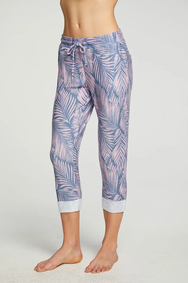 Chaser Brand Loungewear Womens rPET Cozy Knit Cropped Roll Hem Jogger