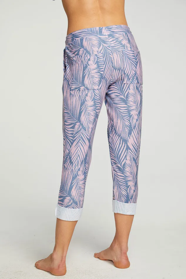 Chaser Brand Loungewear Womens rPET Cozy Knit Cropped Roll Hem Jogger