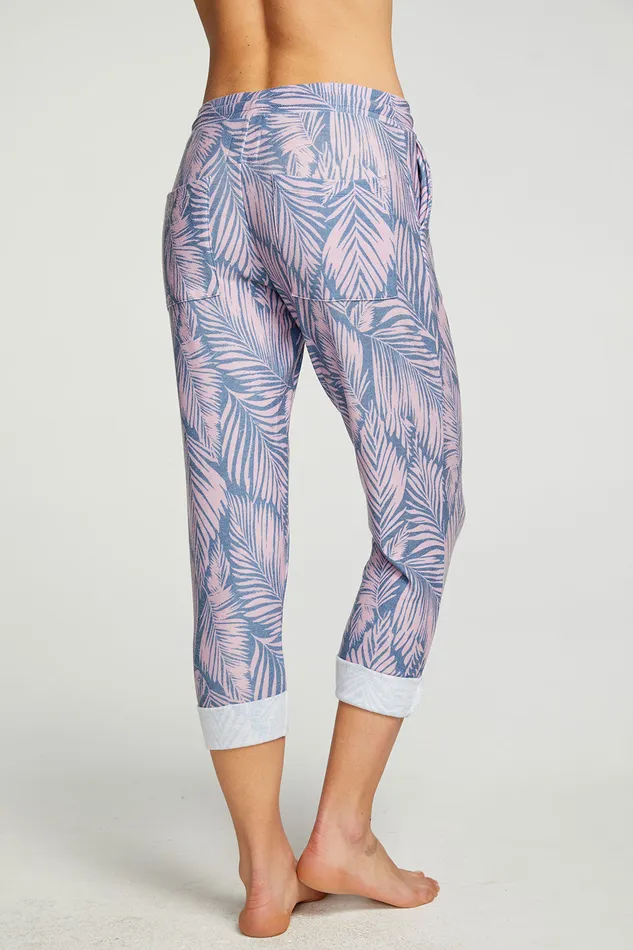 Chaser Brand Loungewear Womens rPET Cozy Knit Cropped Roll Hem Jogger