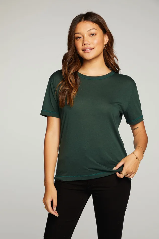 Chaser Brand rPET Vintage Jersey Short Sleeve Crew Neck Easy Tee Womens Tops