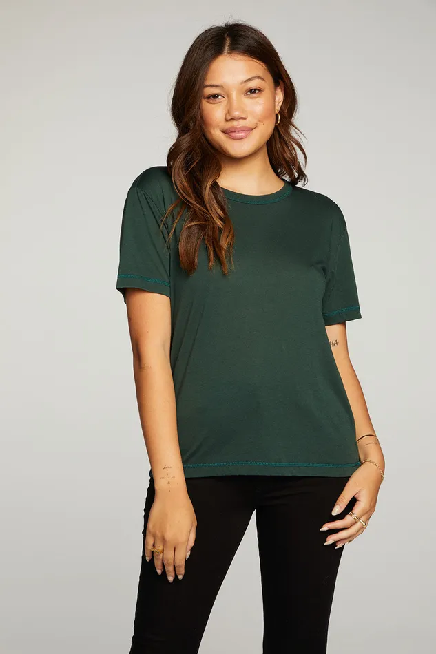 Chaser Brand rPET Vintage Jersey Short Sleeve Crew Neck Easy Tee Womens Tops