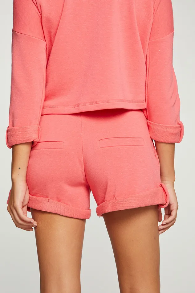 Chaser Brand Slub French Terry Rolled Hem Shorts Womens Bottoms