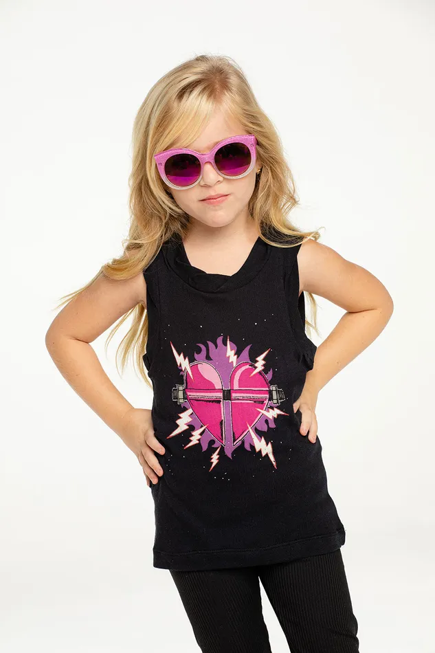 Chaser Brand Tops Girls Rock Heart