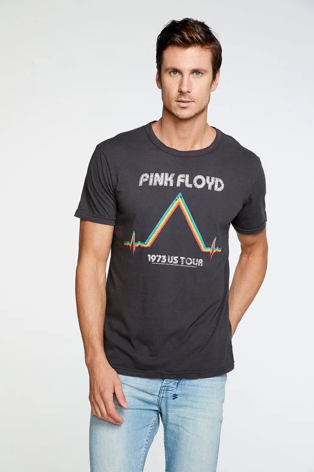 Chaser Brand Tops Mens Pink Floyd 1973 US Tour Crew Neck Tee