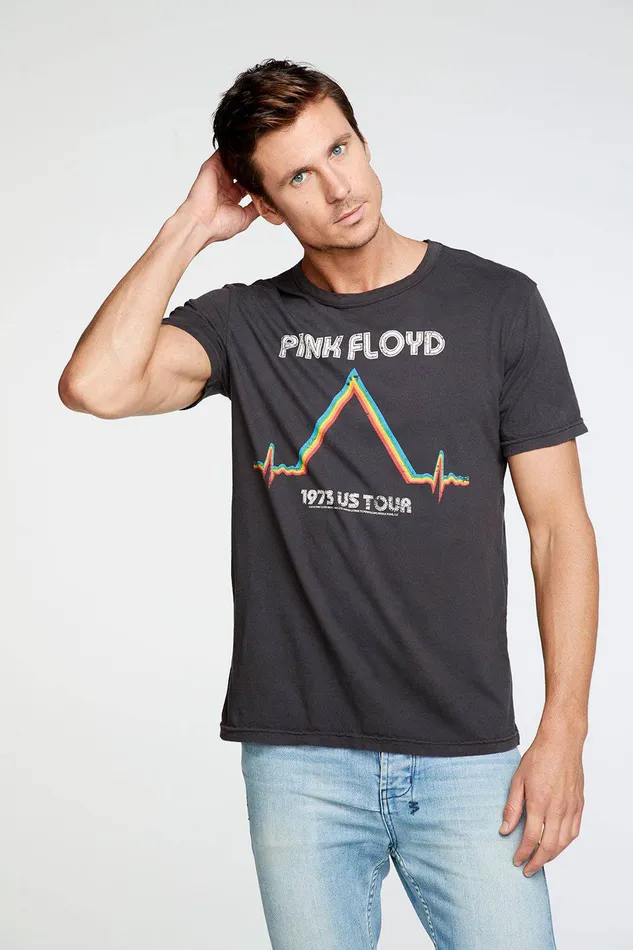Chaser Brand Tops Mens Pink Floyd 1973 US Tour Crew Neck Tee Chaser Brand Tops Mens Pink Floyd 1973 US Tour Crew Neck Tee