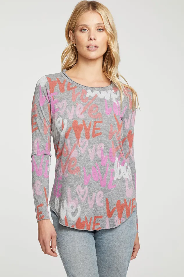 Chaser Brand Tops Womens Love Graffiti