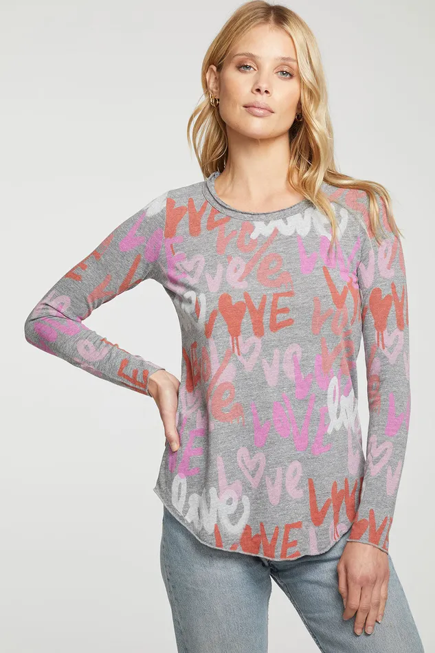 Chaser Brand Tops Womens Love Graffiti