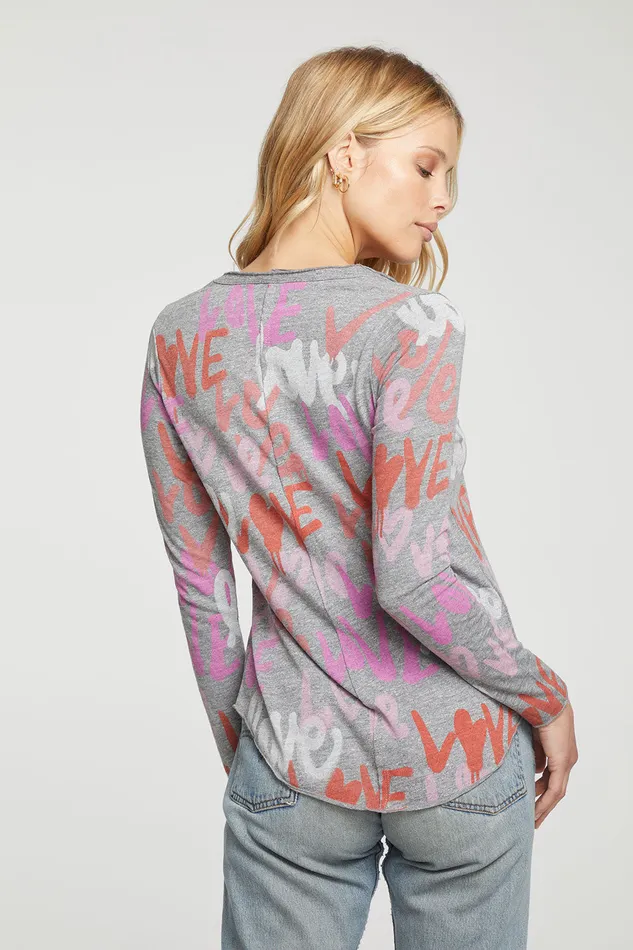 Chaser Brand Tops Womens Love Graffiti