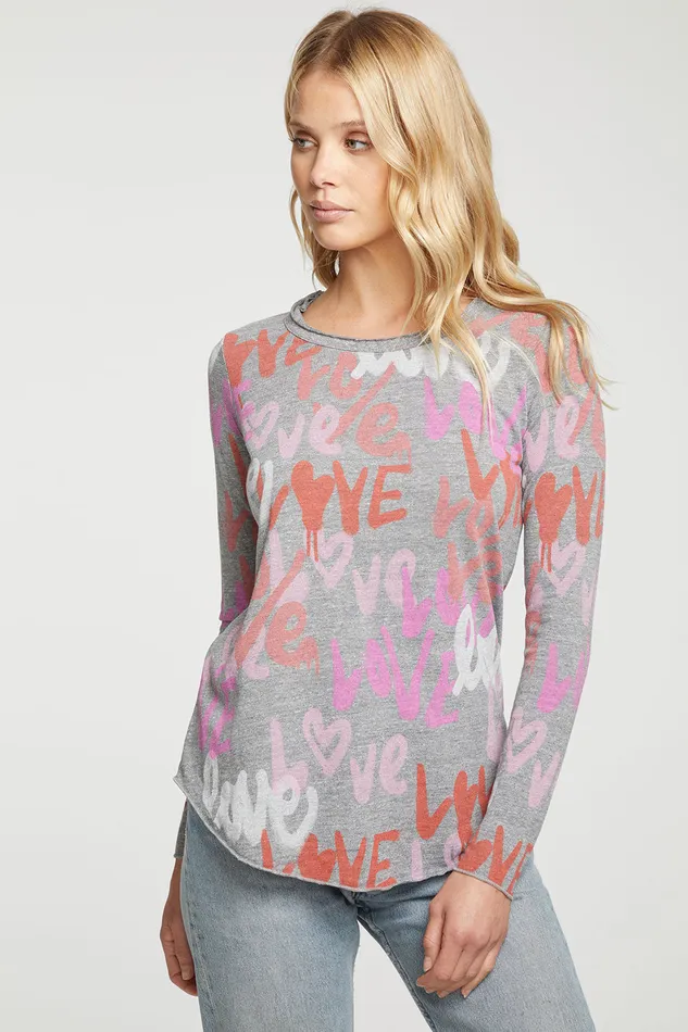 Chaser Brand Tops Womens Love Graffiti