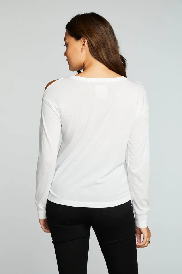 Chaser Brand Tops Womens Recycled Vintage Jersey Vented Long Sleeve Drop Shoulder Crew Neck