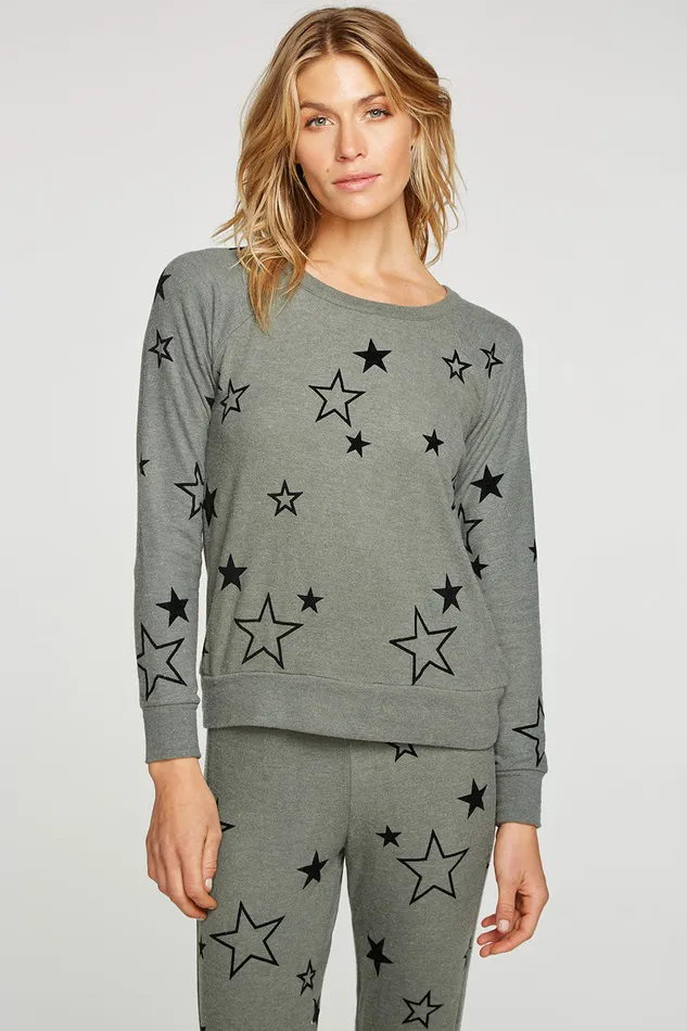 Chaser Brand Velvet Stars Womens Tops