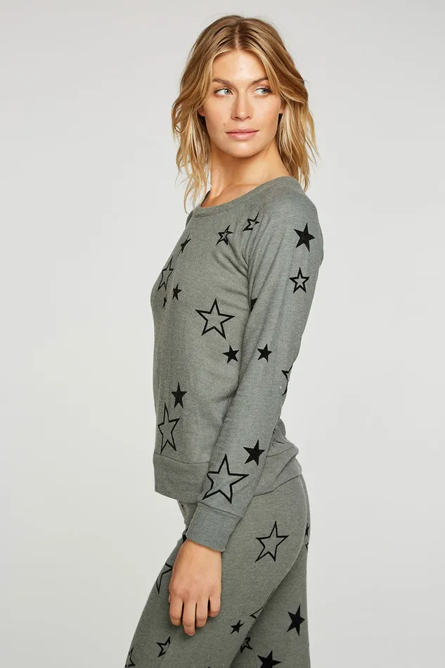 Chaser Brand Velvet Stars Womens Tops