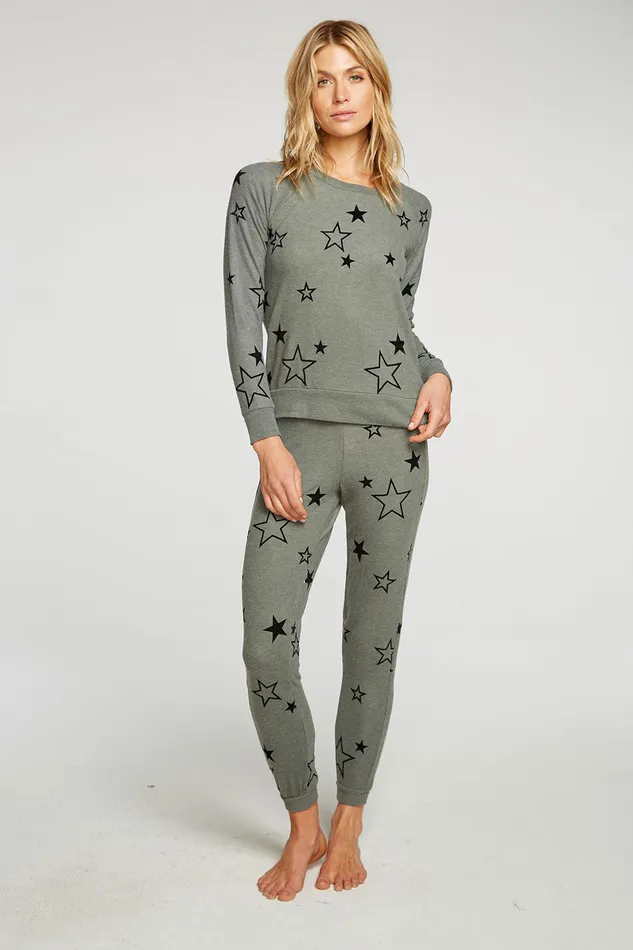 Chaser Brand Velvet Stars Womens Tops