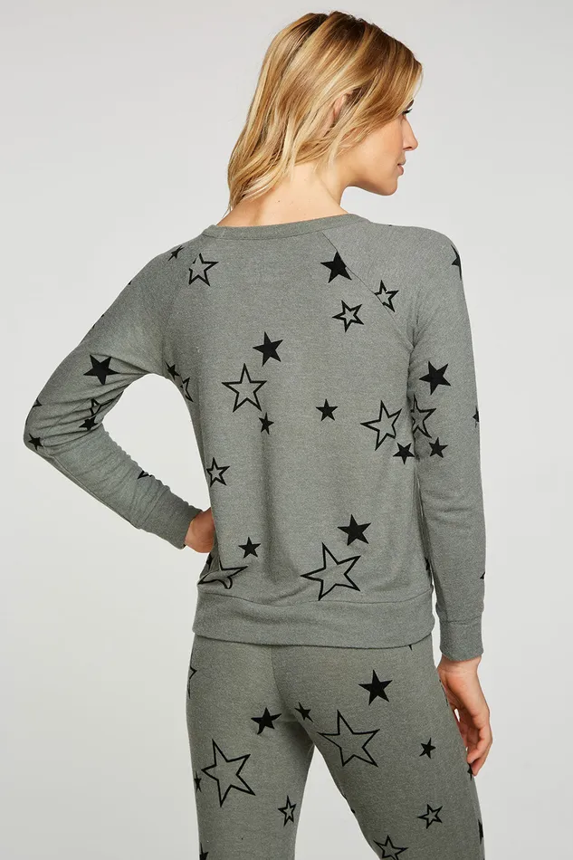 Chaser Brand Velvet Stars Womens Tops