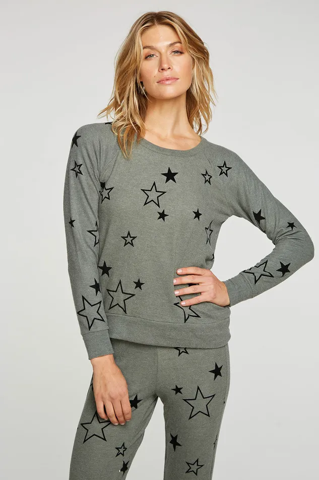 Chaser Brand Velvet Stars Womens Tops