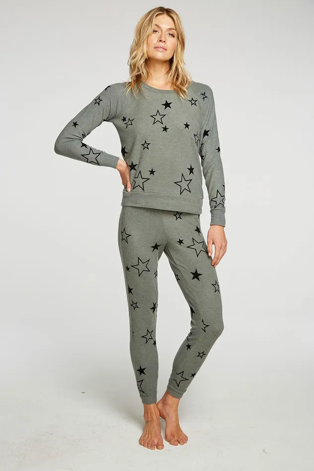 Chaser Brand Velvet Stars Womens Tops