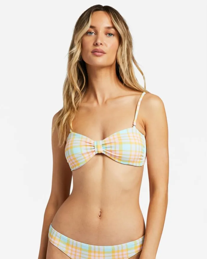 Check Please Bandeau Bikini Top Multi Women Billabong Bikinis