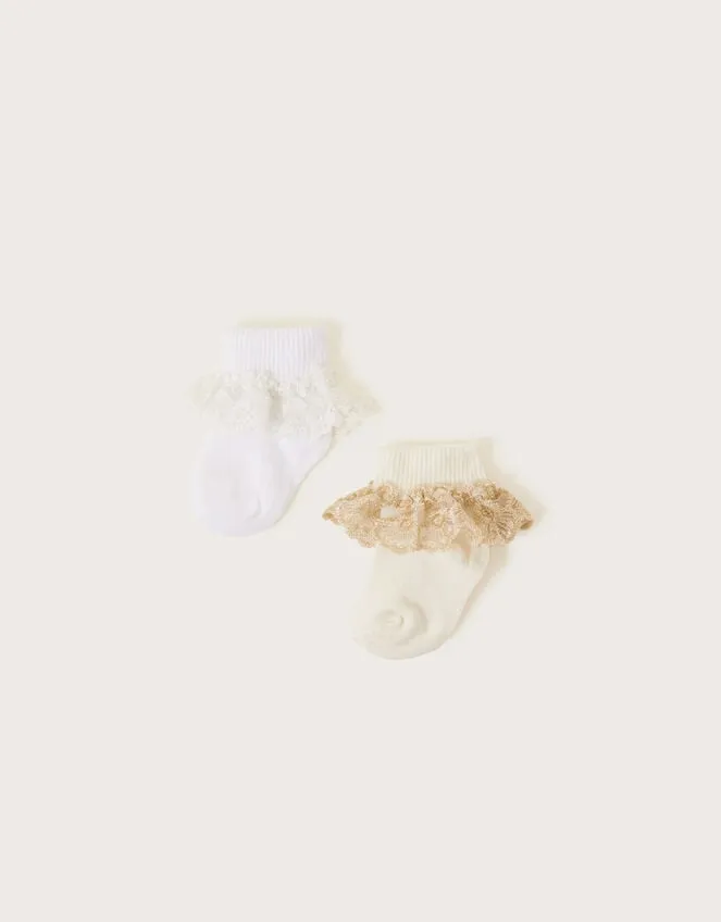 Children 2Pack Baby Sparkle Lace Socks Multi Monsoon Partywear