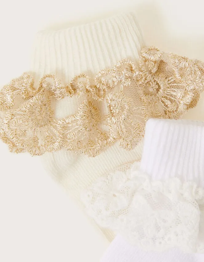 Children 2Pack Baby Sparkle Lace Socks Multi Monsoon Partywear