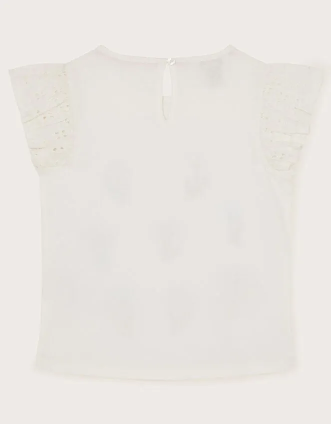 Children 3d Flower Broderie Top Ivory Monsoon Tops and TShirts