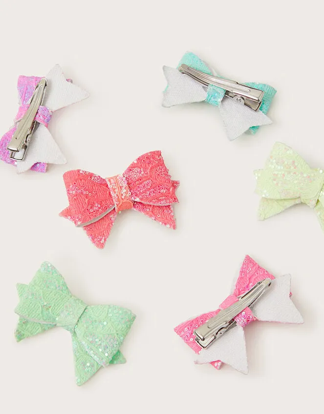 Children 6Pack Bright Bow Clips Monsoon Girls039 Hair Accessories