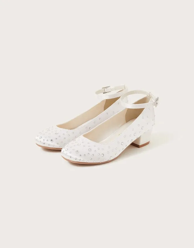 Children Amber Diamante Heels Ivory Monsoon Partywear
