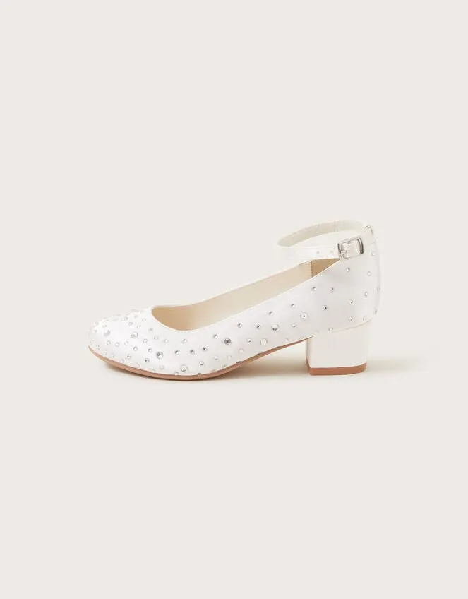 Children Amber Diamante Heels Ivory Monsoon Partywear