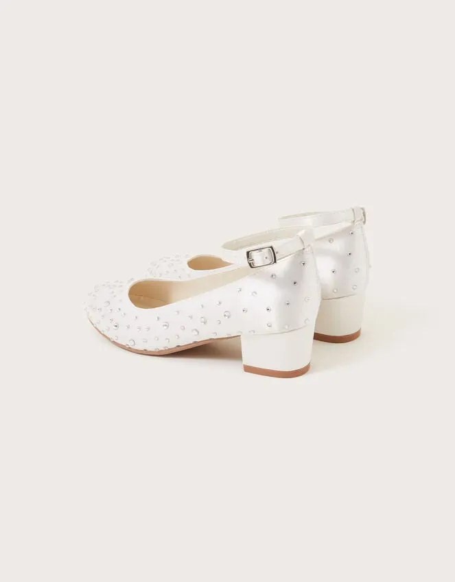 Children Amber Diamante Heels Ivory Monsoon Partywear